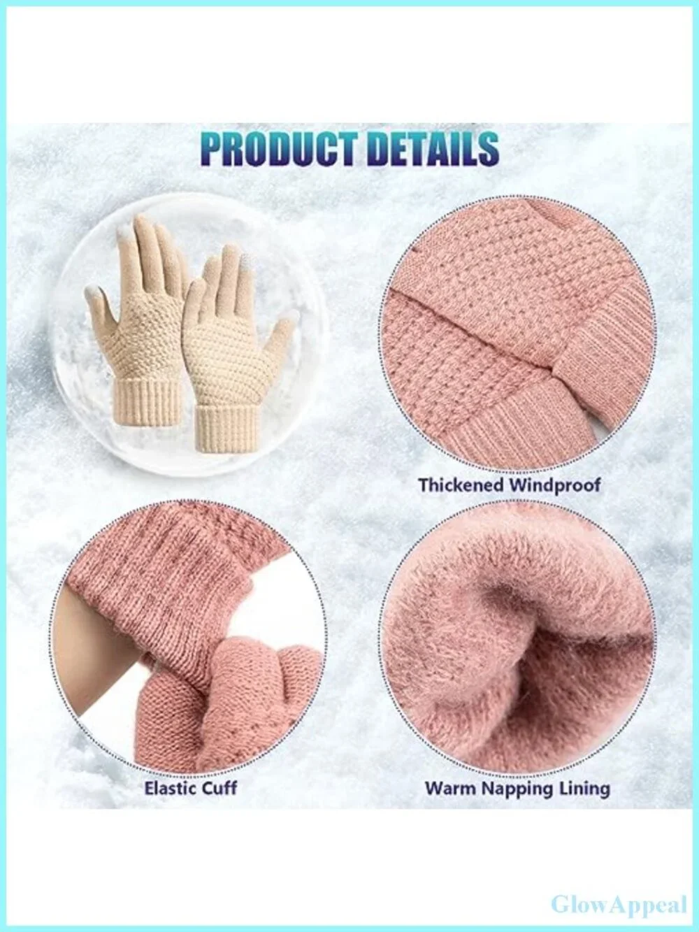 Women's Winter Gloves 4 Pack Touchscreen Acrylic Knit Gloves Fleece Lined